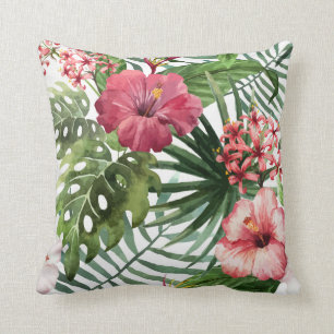 Coussin Fleurs tropicales Aquarelle Moderne Florale fine