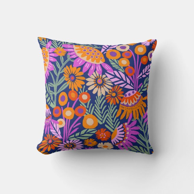 Coussin Fleurs tropicales audacieuses (Recto)