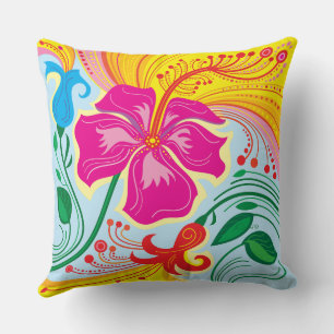Coussin Fleurs tropicales balayées par le vent