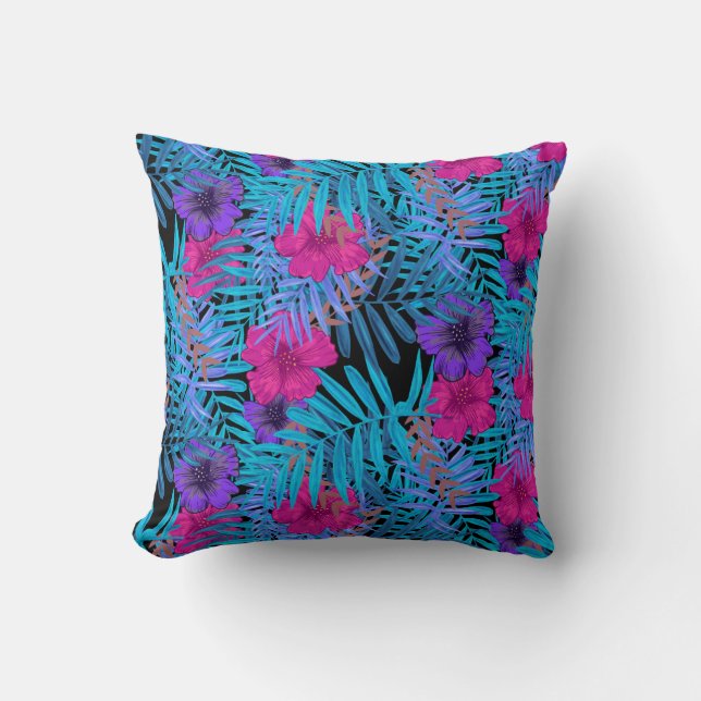 Coussin Fleurs tropicales botaniques (Recto)