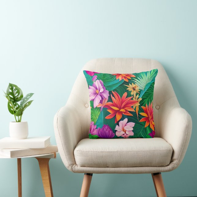 Coussin Fleurs tropicales colorées Motif (Chaise)