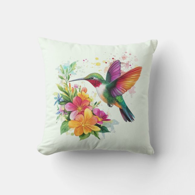 Coussin Fleurs tropicales des colibris (Recto)
