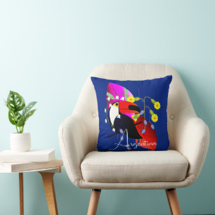 Coussin Fleurs tropicales et Toucan