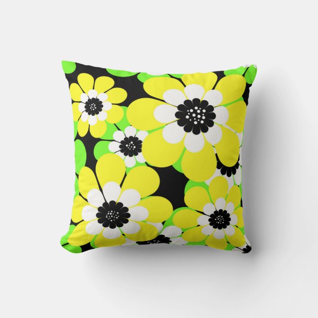 Coussin Fleurs vert jaune (Recto)