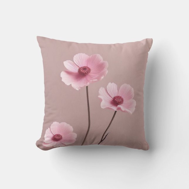 Coussin Fleurs vertes rose Sage Laisser Motif Aquarelle (Recto)