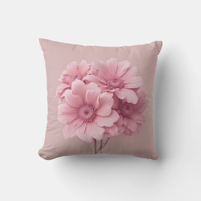 Coussin Fleurs vertes rose Sage Laisser Motif Aquarelle (Recto)