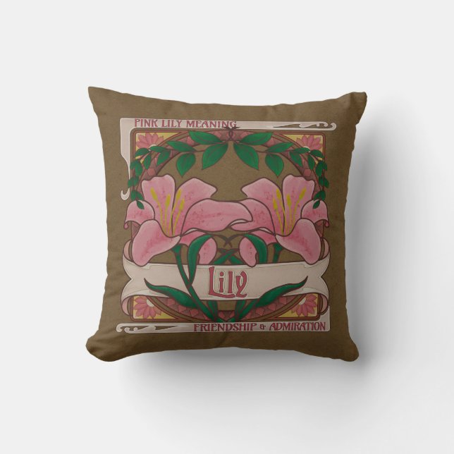 Coussin Fleurs victoriennes Lily rose Amitié Amiration (Recto)