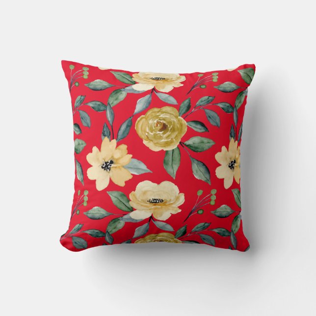 Coussin Fleurs Vintage Aquarelle Cute (Recto)