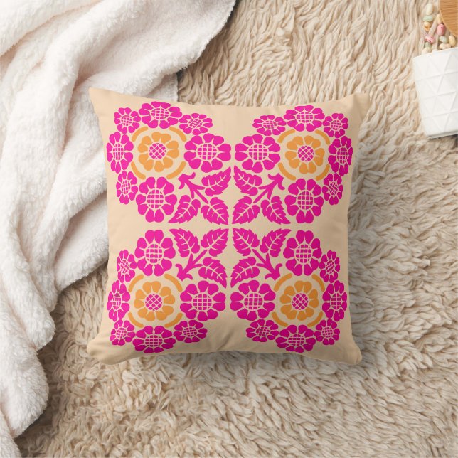 Coussin Fleurs Vintage avec Fond Personnalisable (Couverture)