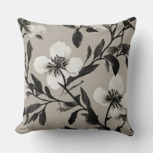 Coussin Fleurs vintage noir et blanc 