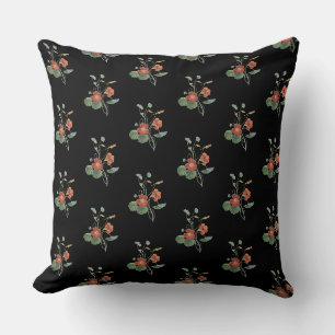 Coussin Fleurs Vintage Vert Orange Jaune Nastaturium