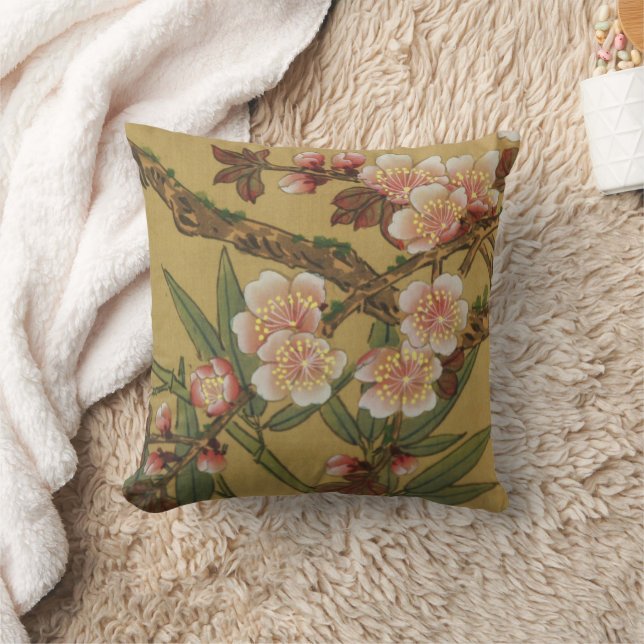 Coussin Fleurs vintages de cerises Fleurs japonaises asiat (Couverture)