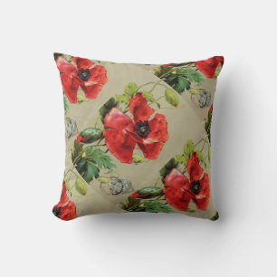 Coussin FLEURS vintages DE POIVRE ROUGE
