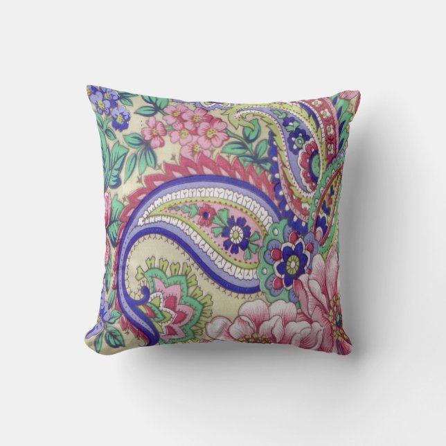 Coussin Fleurs vintages et Paisley (Recto)