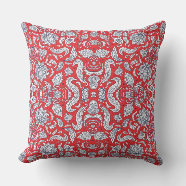 Coussin Fleurs vintages rouges mignons motif (Recto)