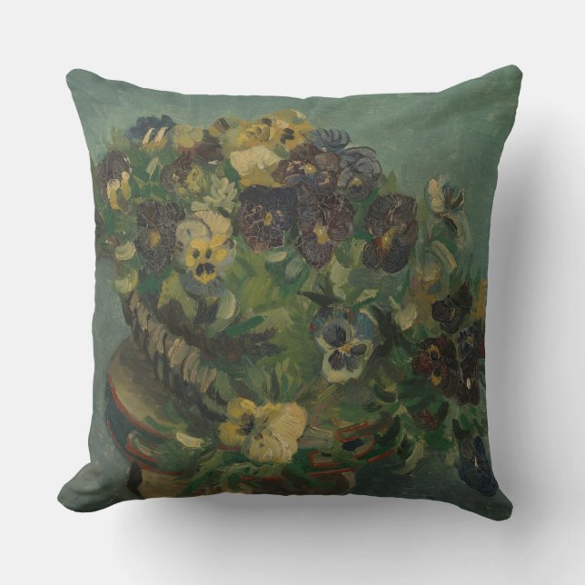 Coussin Fleurs vintages Van Gogh Panier de Pansies (Recto)