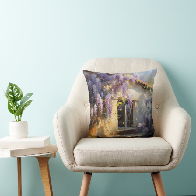 Coussin Fleurs Violettes à la Maison (Chaise)