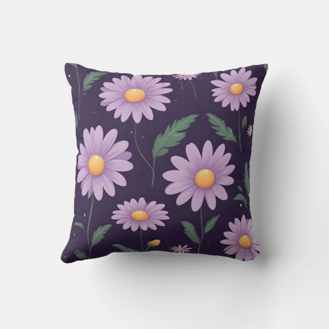 Coussin fleurs violettes art motif (Verso)