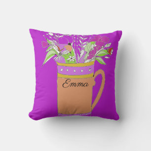 Coussin Fleurs Violettes Claires Dans Un Design De Mug