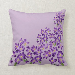 Coussin Fleurs violettes colorées et vibrantes Jetant l'or