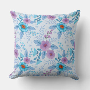 Coussin Fleurs violettes et bleues