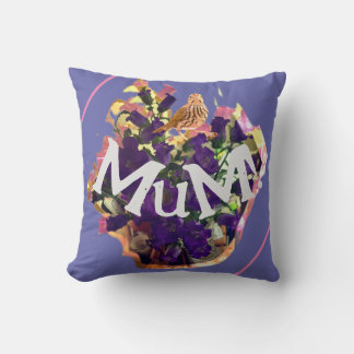 Coussin Fleurs violettes et oiseaux