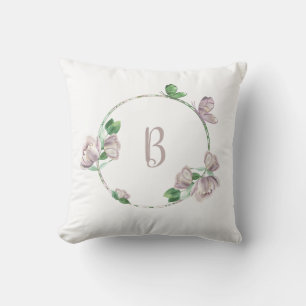 Coussin fleurs violettes papillons