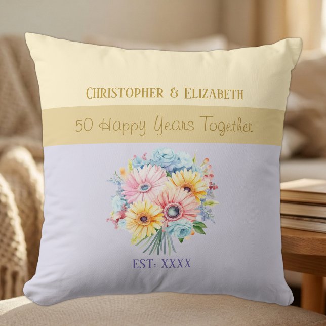Coussin fleurs violettes pour 50 ans d'or (Créateur téléchargé)