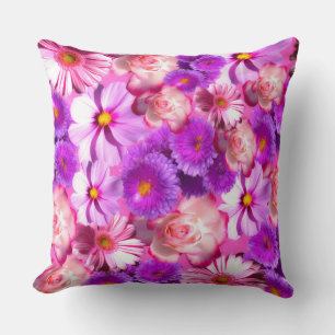 Coussin Fleurs violettes roses