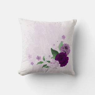 Coussin fleurs violettes verdure