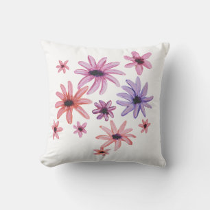Coussin Fleurs Whimsical rose et violet