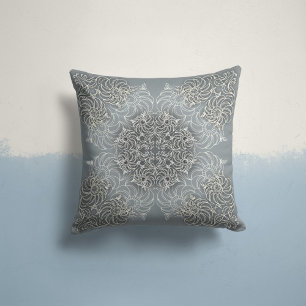 Coussin Fleurs Whisperantes en gris ardoise