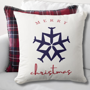Coussin Flocon d'avion de Noël Photo drôle d'aviation
