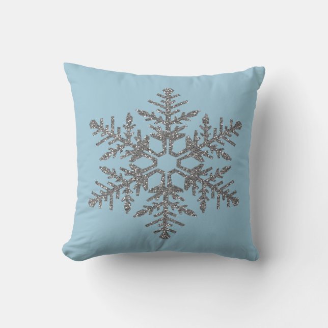 Coussin Flocon de neige argenté de parties scintillantes (Recto)