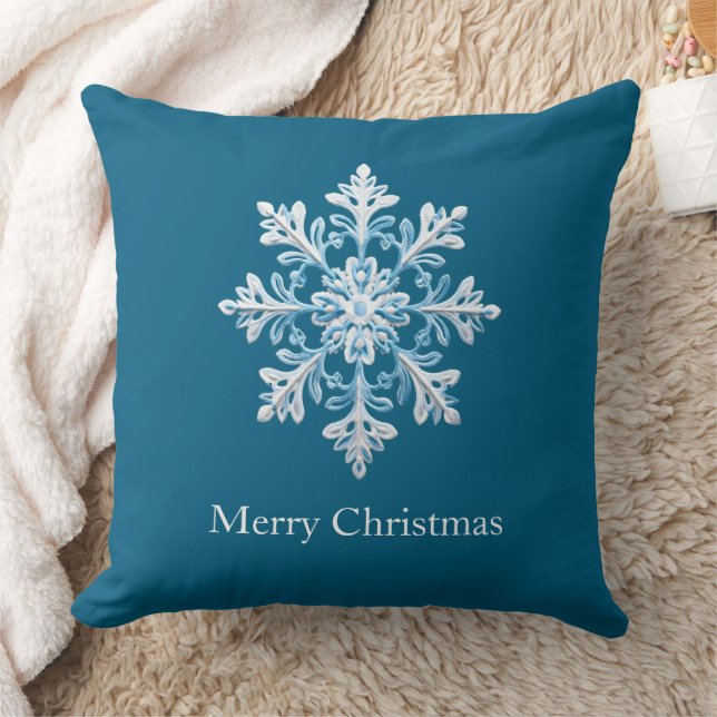 Coussin Flocon de neige bleu clair en teck (Couverture)