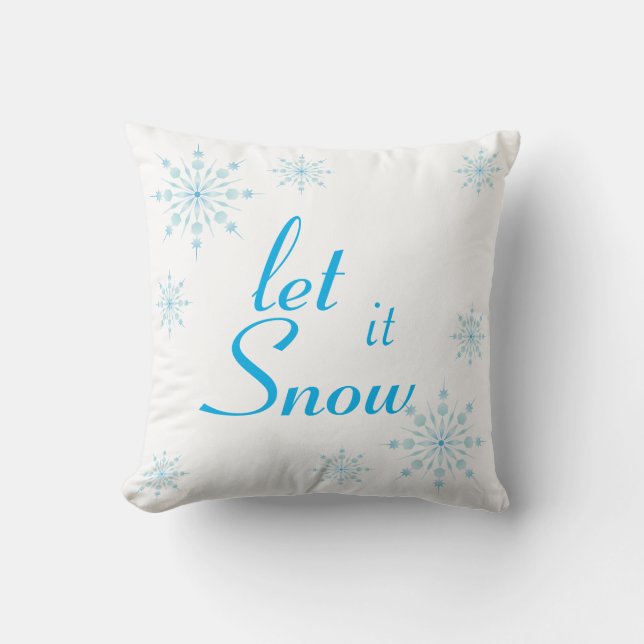 Coussin Flocon de neige bleu décoratif laisse neiger (Recto)