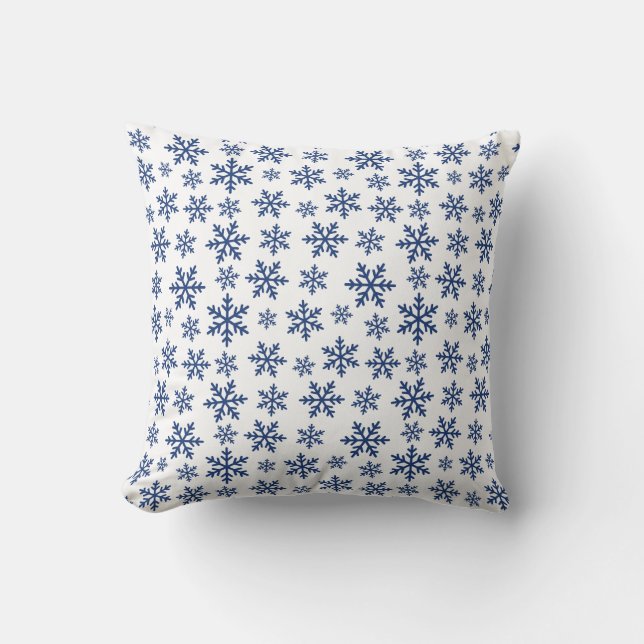 Coussin Flocon de neige bleu gelé Hiver Accueil Décor cade (Recto)