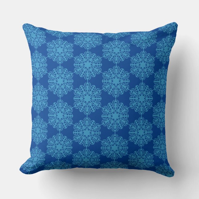 Coussin Flocon de neige bleu Vacances d'hiver Pillow (Recto)