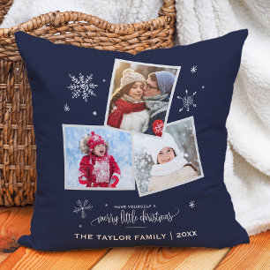Coussin Flocon de neige   de marine Noël de 3 photos