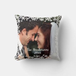 Coussin Flocon de neige délicat Photo personnalisable 