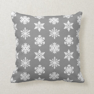Coussin Flocon de neige d'Ikat - gris et blanc de charbon