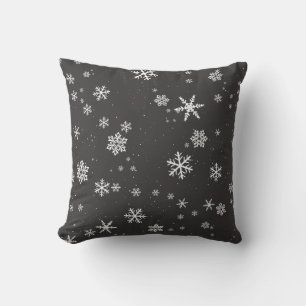 Coussin Flocon de neige gris foncé Motif hiver