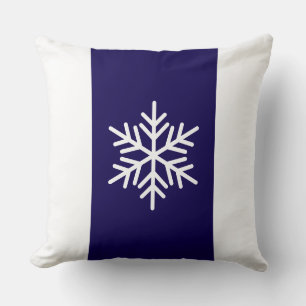Coussin Flocon de neige nordique Marine Bleu Blanc Vacance