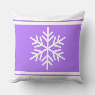 Coussin Flocon de neige nordique sport léger violet blanc 
