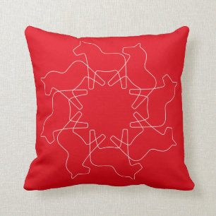 Coussin Flocon de neige rouge de cheval de Dala de Suédois