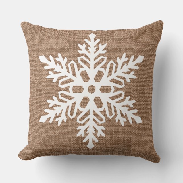Coussin Flocon de neige sur Noël de style campagnard de (Recto)