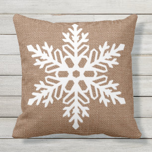 Coussin Flocon de neige sur Noël de style campagnard de