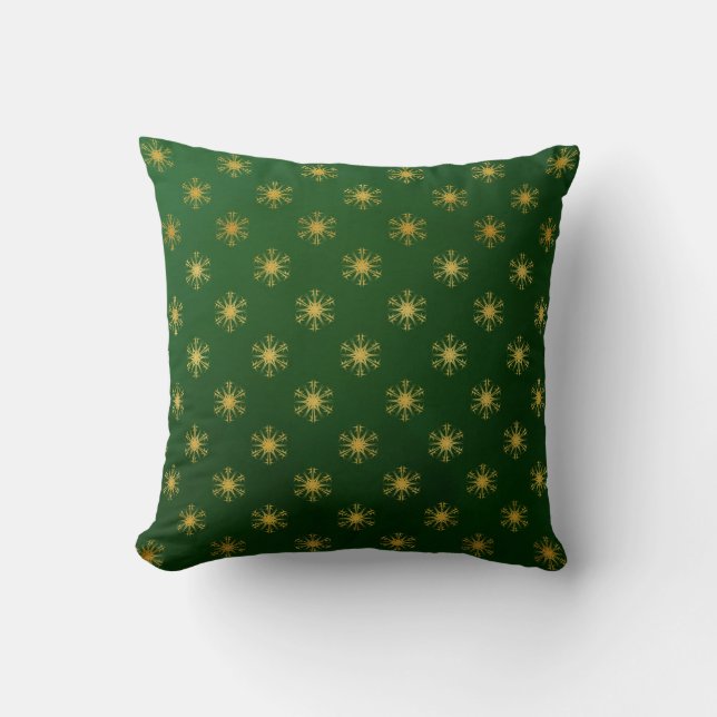 Coussin flocon de neige vert et or (Recto)