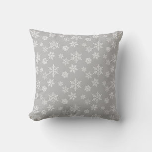 Coussin Flocons blancs sur fond gris