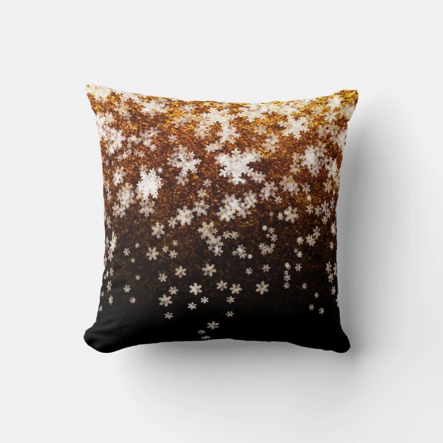 Coussin Flocons blancs sur fond or (Recto)